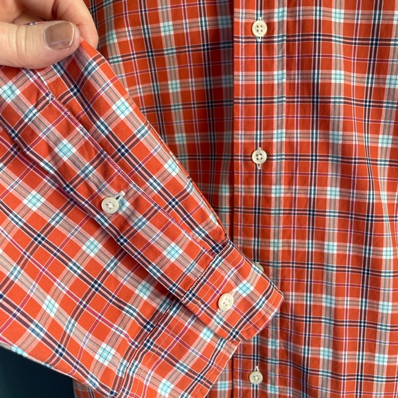 Ralph Lauren XL Classic Fit Orange Blue Plaid Button Down Shirt 100% Cotton - Picture 4 of 10